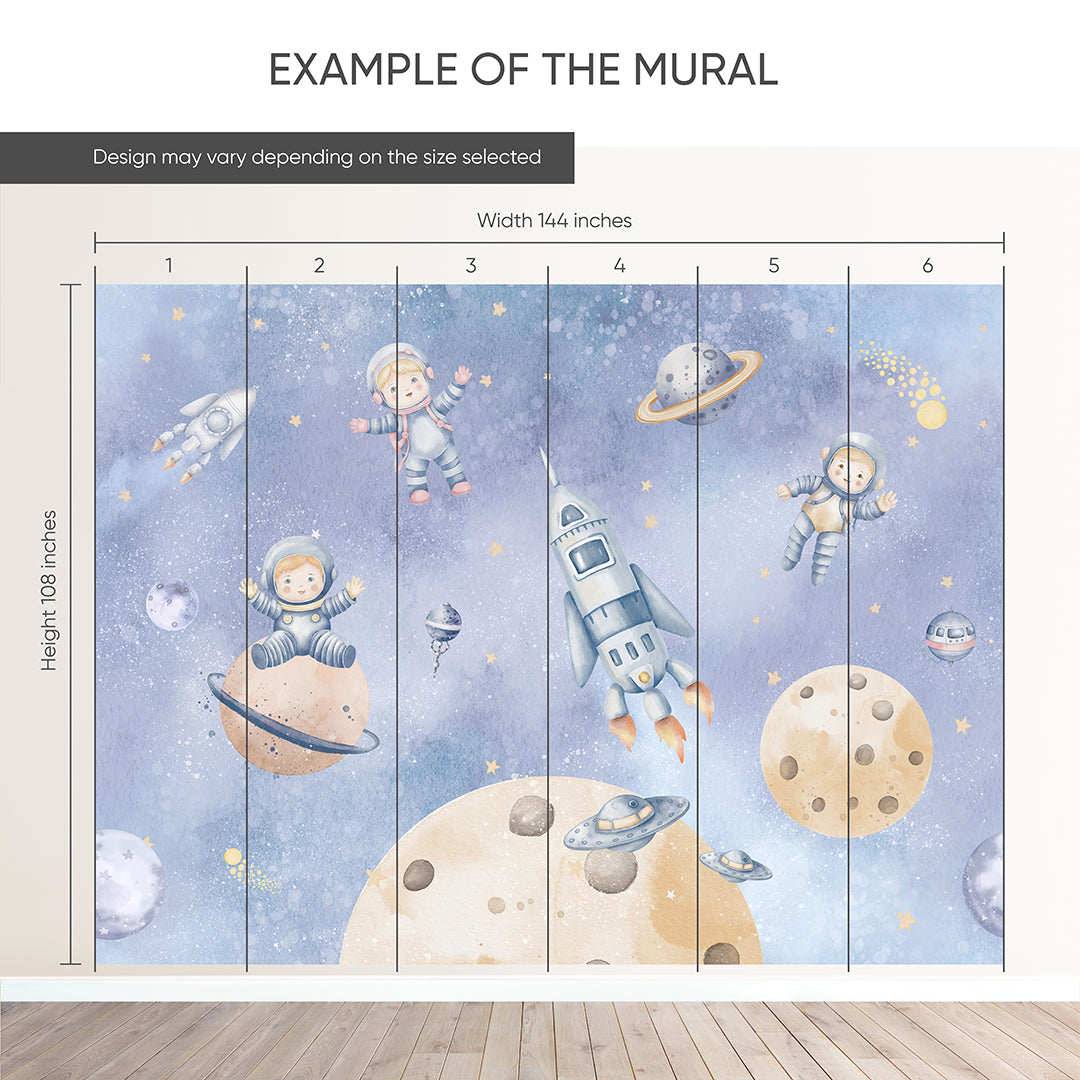 Purple Astronauts & Planets Wall Mural SM082