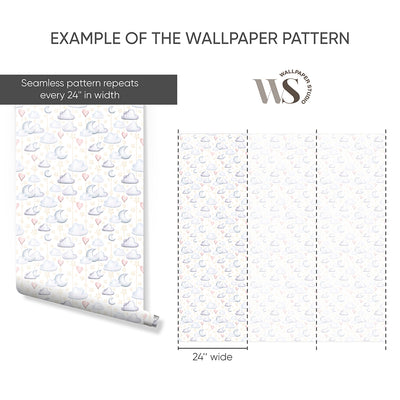 Clouds Moon & Hearts Wallpaper S125