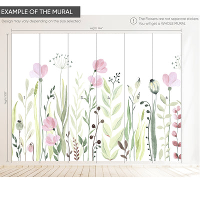 Pink & Green Wildflowers Wall Mural CCM132