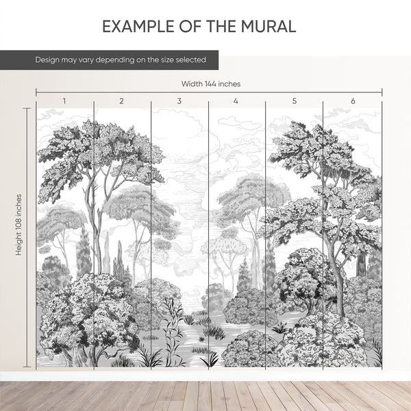 Gray Forest Toile Wall Mural AM205