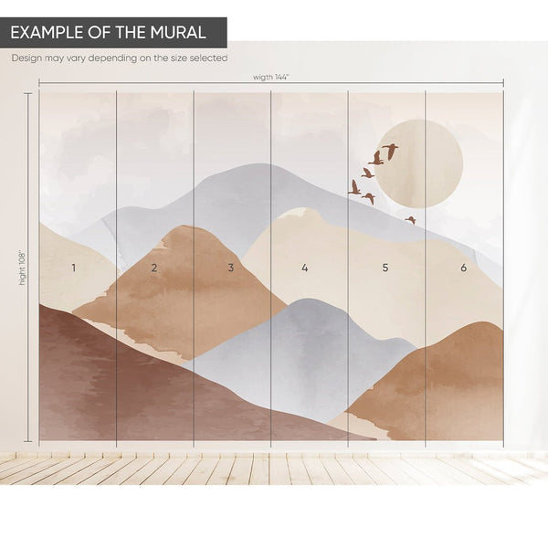 Beige & Gray Mountains Wall Mural CCM137 - CostaCover - Peel and stick Removable Wallpaper - Abstract - abstract wall art - Abstract Wallpaper