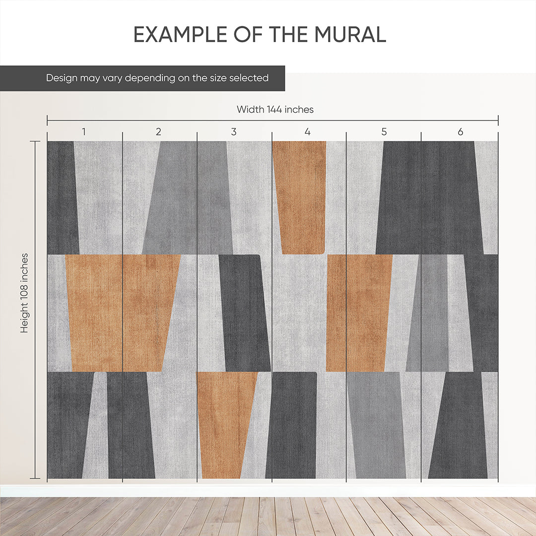 Gray Brown Geometric Shapes Wall Mural AM125