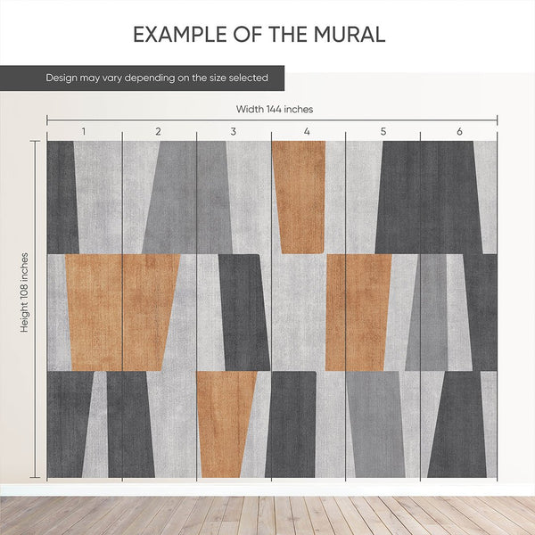 Gray Ochre Geometric Shapes Wall Mural AM125 - CostaCover - Peel and stick Removable Wallpaper - Abstract - abstract mural - abstract paint