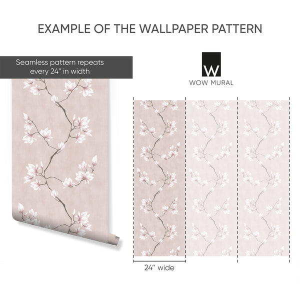 Blush Pink Magnolia Wallpaper W190