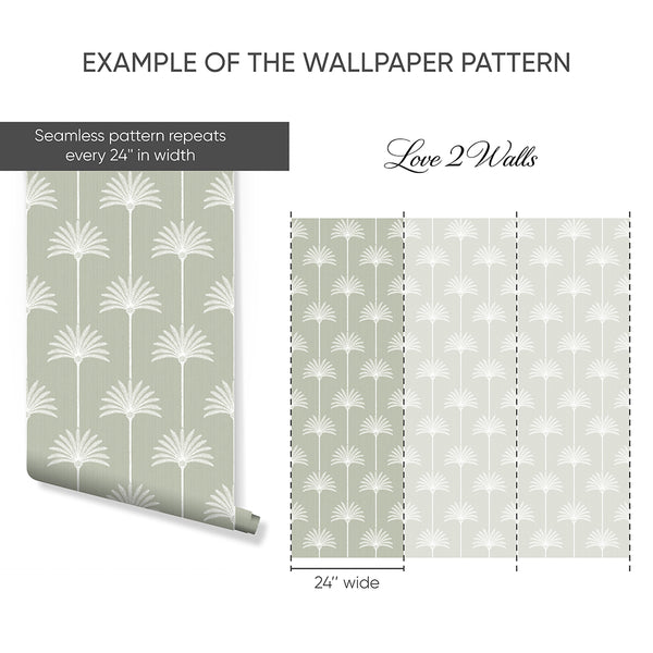 Sage Green Palm Tree Wallpaper L003