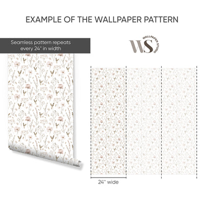 Neutral Floral Wallpaper S065