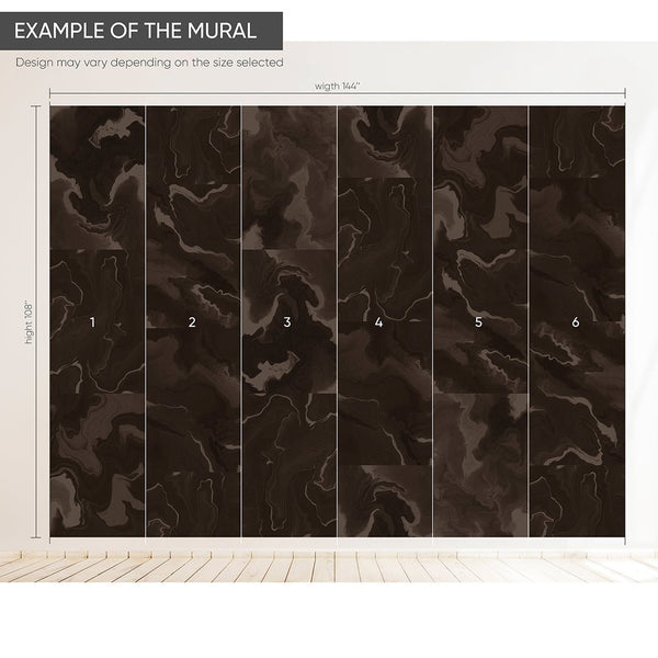 Dark Brown Marble Squares Wall Mural AM030 - CostaCover - Peel and stick Removable Wallpaper - Abstract - Abstract Labyrinth Lines - abstract lines