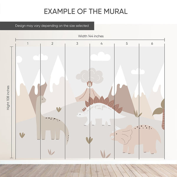 Gray Beige Dinosaurs Wall Mural AM107 - CostaCover - Peel and stick Removable Wallpaper - abstract mountains - abstract wall art - abstract wallpaper