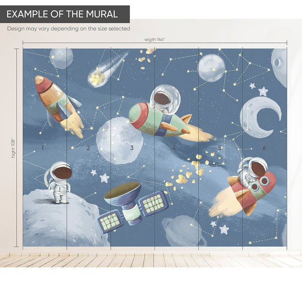 Pastel Gray, Blue Space Wall Mural WM076 - CostaCover - Peel and stick Removable Wallpaper - accent wallpaper - adhesive wallpaper - aqua blue