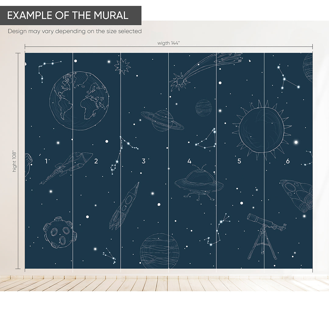 Space & Star Ship Galaxy Self Adhesive Starry Night Wall Mural WM044
