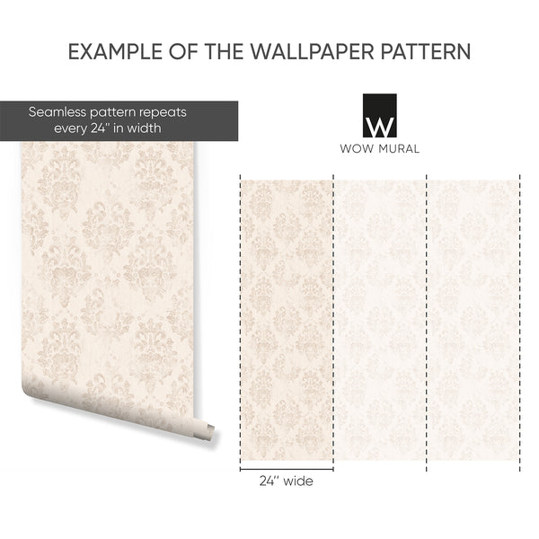 Neutral Damask Wallpaper W185
