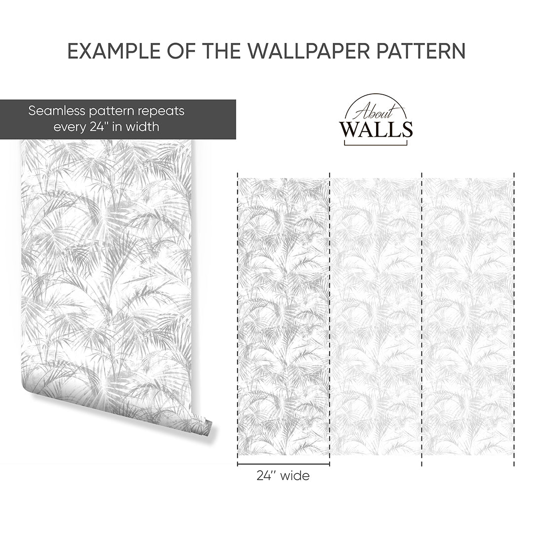 Gray Palm Leaf Wallpaper A122