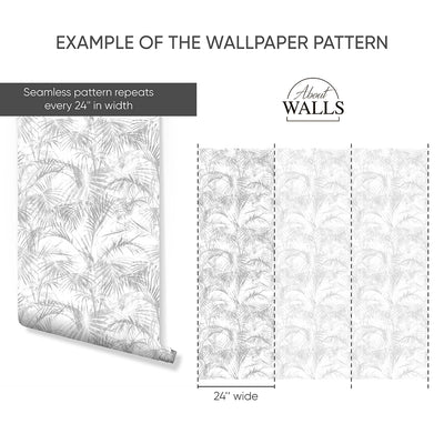 Gray Palm Leaf Wallpaper A122