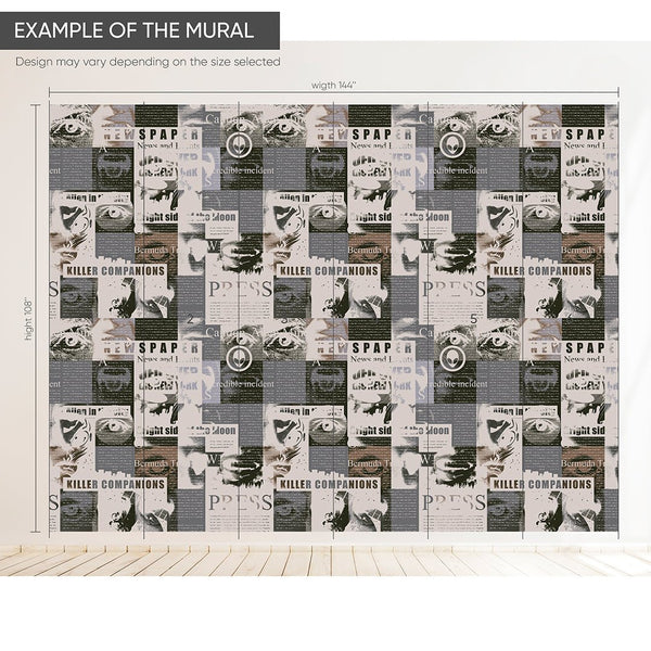 Newspaper Photo Effect Pattern Wall Mural CCM173 - CostaCover - Peel and stick Removable Wallpaper - Abstract - abstract wall art - abstract wallpaper