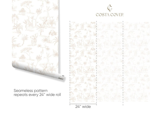 Beige Animal Print Wallpaper CC339 - CostaCover - Peel and stick Removable Wallpaper - abstract wall art - abstract wallpaper - adhesive wallpaper