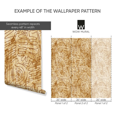 Tan Brown Tribal Mudcloth Wallpaper W173