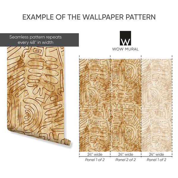 Tan Brown Tribal Mudcloth Wallpaper W173