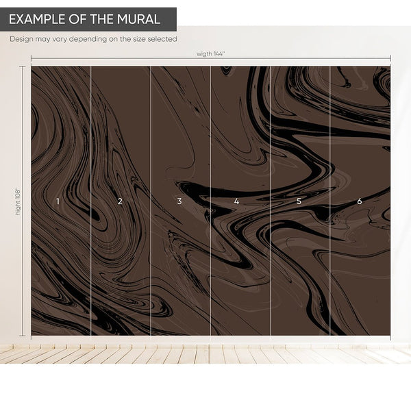 Dark Brown Marble Wall Mural AM053 - CostaCover - Peel and stick Removable Wallpaper - about walls - Abstract - Abstract Labyrinth Lines