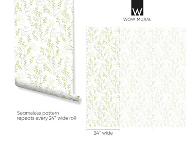 Green Wildflowers Self Adhesive Wallpaper W046