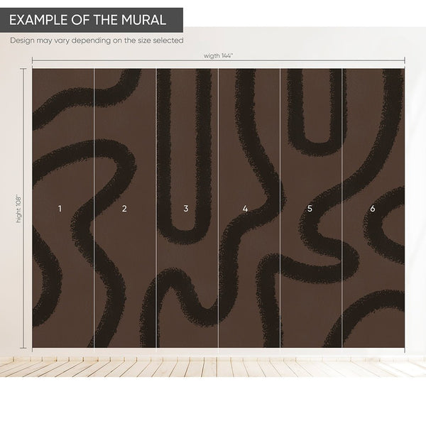 Dark Brown Lines Wall Mural AM043 - CostaCover - Peel and stick Removable Wallpaper - about walls - Abstract - Abstract Labyrinth Lines