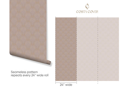 Rose Pink Gold Effect Art Deco Wallpaper CC324