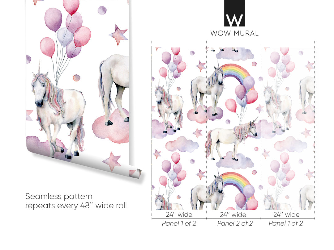 Unicorns & Balloons Wallpaper W073