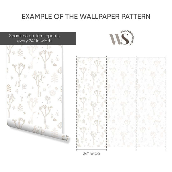 Beige Tree Forest Wallpaper S044 - CostaCover - Peel and stick Removable Wallpaper - abstract forest - abstract wall art - abstract wallpaper