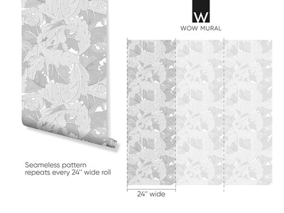 Gray Acanthus by Morris Wallpaper W123