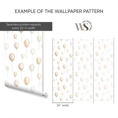 Beige Flying Balloon Wallpaper S106