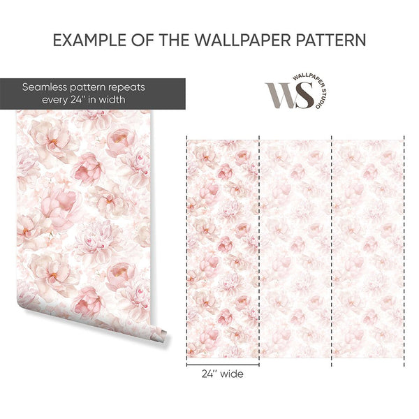 Light Pink Flower Bouquet Wallpaper S060 - CostaCover - Peel and stick Removable Wallpaper - accent wallpaper - adhesive wallpaper - baby bedroom