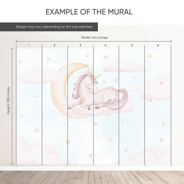 Unicorn on Clouds Wall Mural AM141 - CostaCover-Peel and stick Removable Wallpaper-accent wallpaper-adhesive wallpaper-baby bedroom