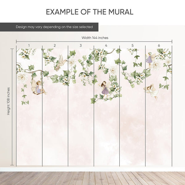 Fairies and Hanging Vines Wall Mural SM055 - CostaCover - Peel and stick Removable Wallpaper - accent wallpaper - adhesive wallpaper - baby bedroom