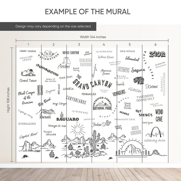 National Parks Wall Mural WM100 - CostaCover - Peel and stick Removable Wallpaper - 63 national parks - abstract wallpaper - accent wallpaper