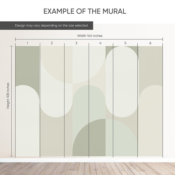 Abstract Beige Green Arches Wall Mural AM066 - CostaCover - Peel and stick Removable Wallpaper - about walls - Abstract - Abstract Arch