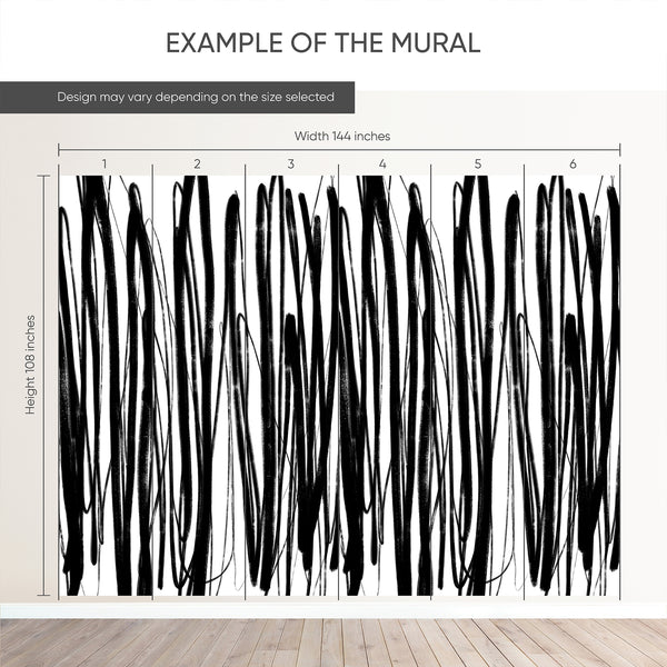 Black Abstract Brush Stroke Wall Mural AM193