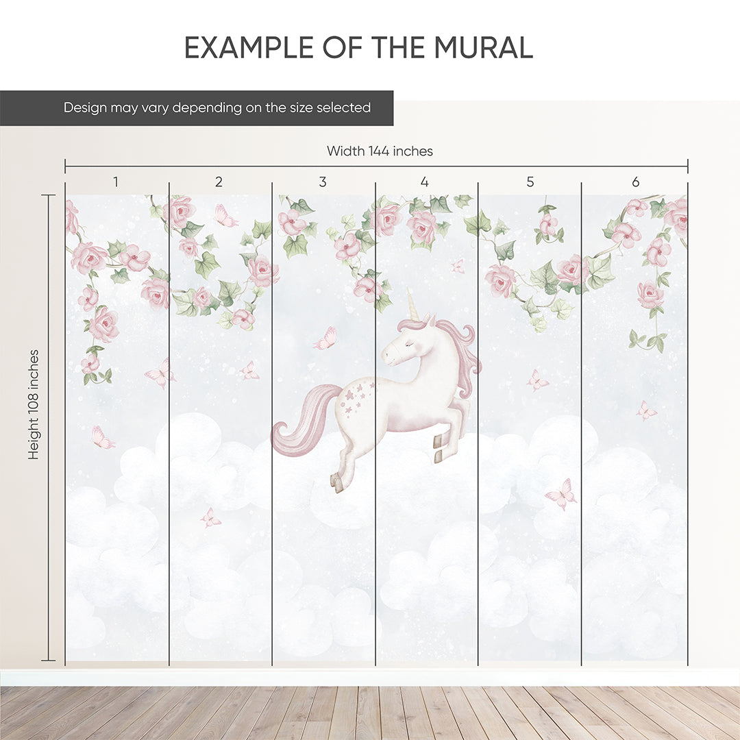 Flying Unicorn in Bloom Wall Mural AM146