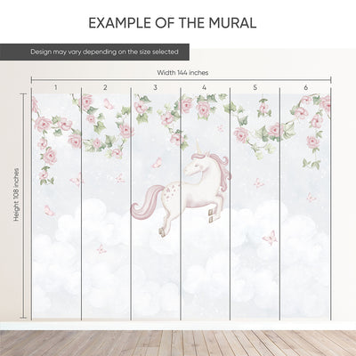 Flying Unicorn in Bloom Wall Mural AM146