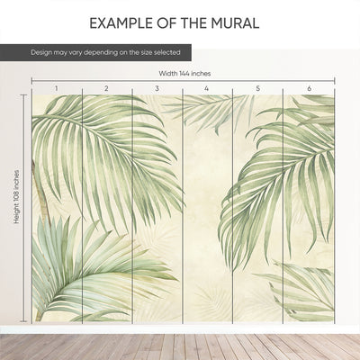 Beige Tropical Palm Leaf Wall Mural AM176