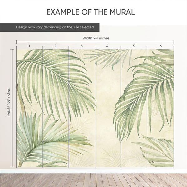 Beige Tropical Palm Leaf Wall Mural AM176