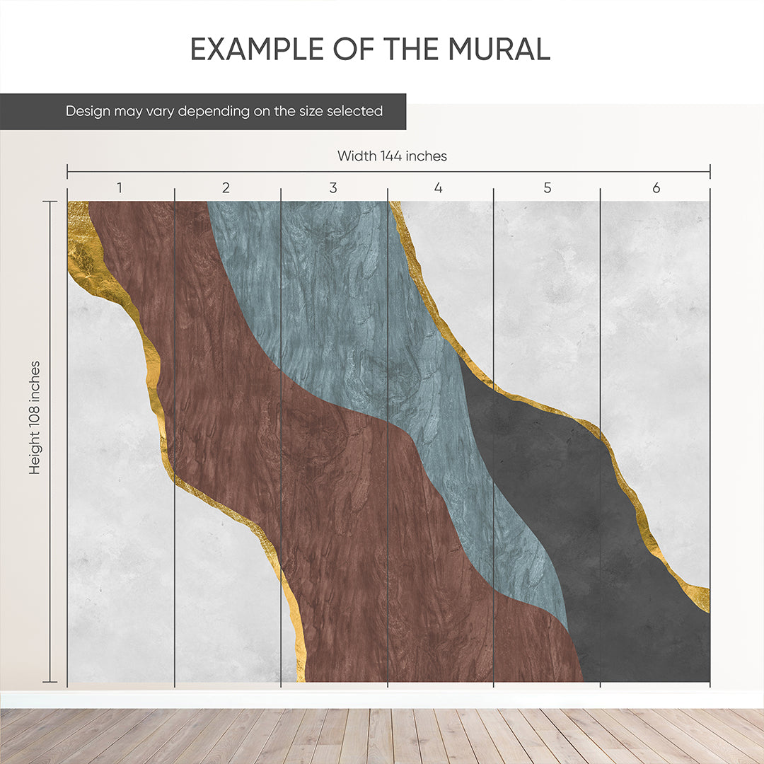 Brown Blue Gray Abstract Wall Mural CCM214