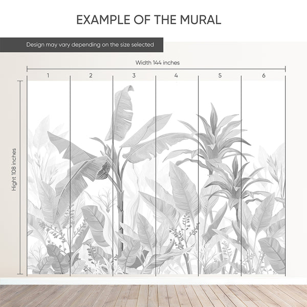 Black & White Palm Leaves Wall Mural CCM193 - CostaCover - Peel and stick Removable Wallpaper - abstract wallpaper - accent wallpaper - adhesive wallpaper