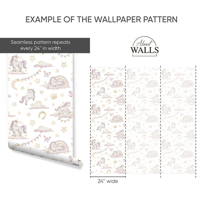 Pink Unicorns on Clouds Wallpaper A044