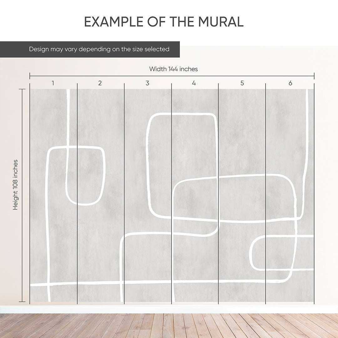 Gray Abstract Line Art Wall Mural AM175