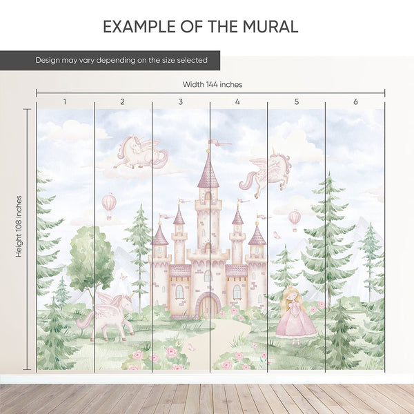 Magical Kingdom in Forest Wall Mural AM139 - CostaCover-Peel and stick Removable Wallpaper-accent wallpaper-adhesive wallpaper-baby bedroom
