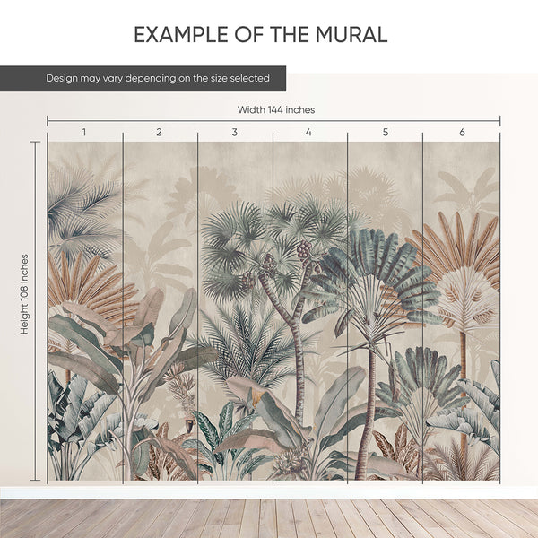Beige Tropical Palm Tree Wall Mural AM182