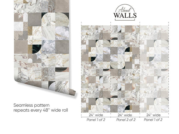 Square Marble Tile Wallpaper A011 - CostaCover - Peel and stick Removable Wallpaper - about walls - abstract marble - abstract wallpaper