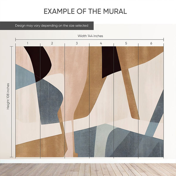 Beige Black Gray Shapes Wall Mural AM124 - CostaCover - Peel and stick Removable Wallpaper - Abstract - abstract mural - abstract paint