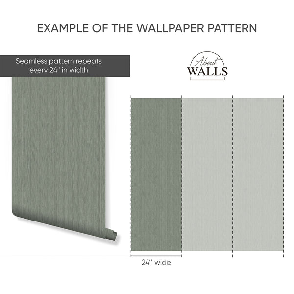 Sage texture wallpaper with a grasscloth effect, perfect for creating a calm, modern backdrop in bedrooms.