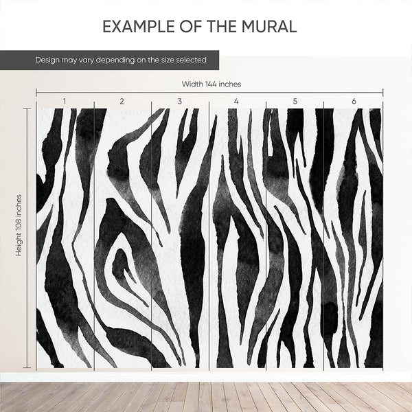 Black & White Zebra Texture Wall Mural AM121 - CostaCover - Peel and stick Removable Wallpaper - Abstract - abstract mural - abstract paint