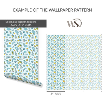 Turquoise Beach Pattern Wallpaper S104